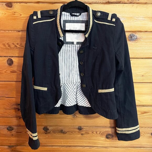 Abercrombie & Fitch Jackets & Blazers - Abercrombie and Fitch military navy and gold jacket Size Medium